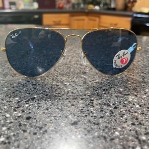Authentic RayBan Polarized Aviator Sunglasses, New